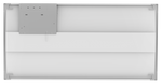 White 2 x 4 foot led center basket troffer panel light with gray mounting plate dimmable and selectable wattage
