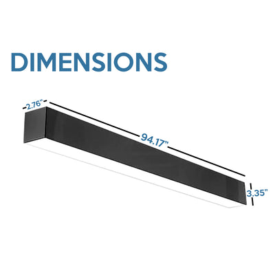 8 FT LED Direct/Indirect Suspended Linear Fixture G2, 13800 Lumens, Wattage and CCT Selectable, 120-277V, Black, White or Silver Finish