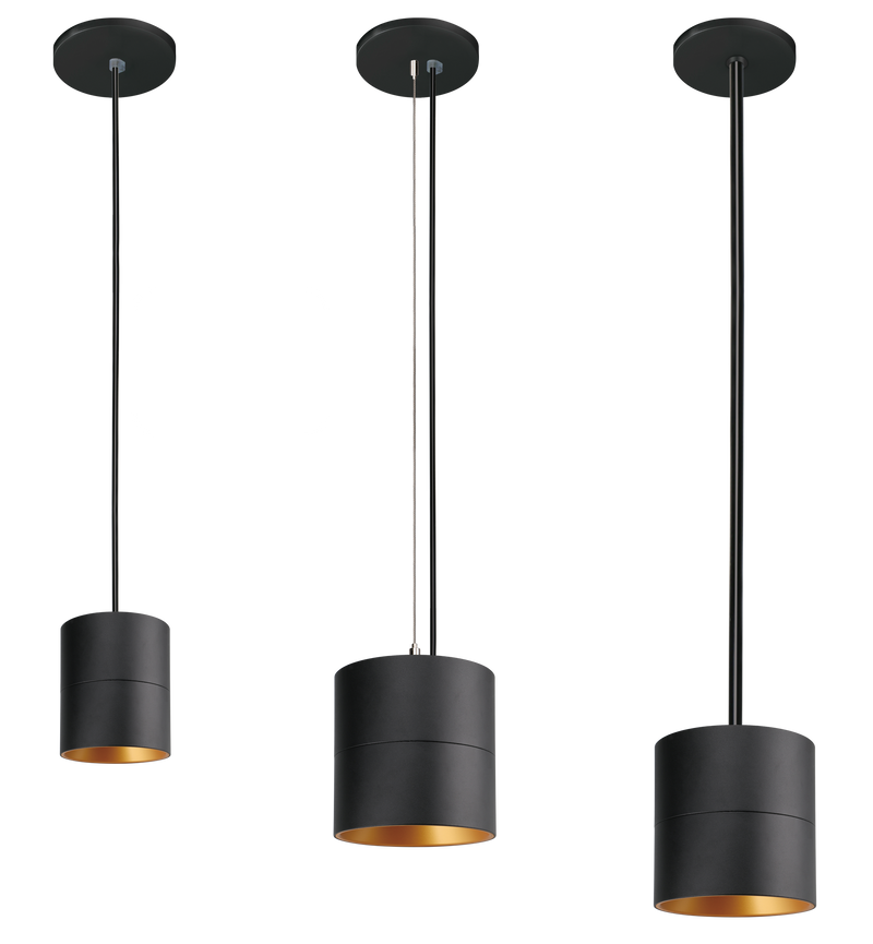 4" LED Cylinder Light Fixture, 2500 Lumens, Wattage Selectable, 2700K, 3000K, 3500K, or 4000K, 120-277V, Black Finish, Trim Options