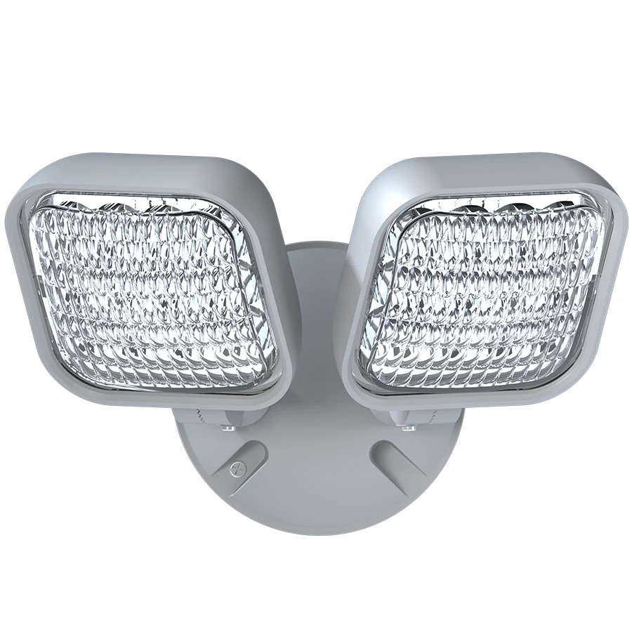 Outdoor LED Remote Double Head Emergency Light, White Finish