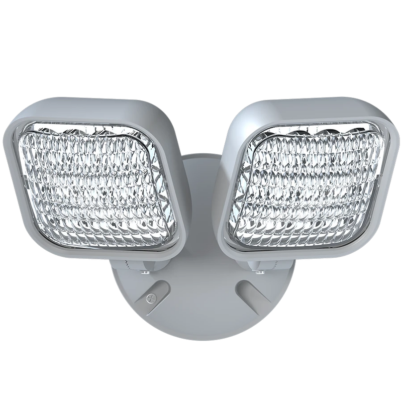 Outdoor LED Remote Double Head Emergency Light, White Finish