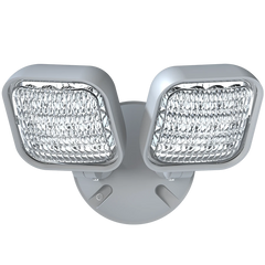 Outdoor LED Remote Double Head Emergency Light, White Finish
