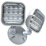 Outdoor LED Remote Double Head Emergency Light, White Finish