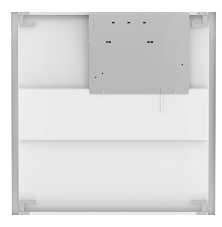 White 2x2 led center basket troffer with sleek metallic bracket dimmable selectable wattage and cct