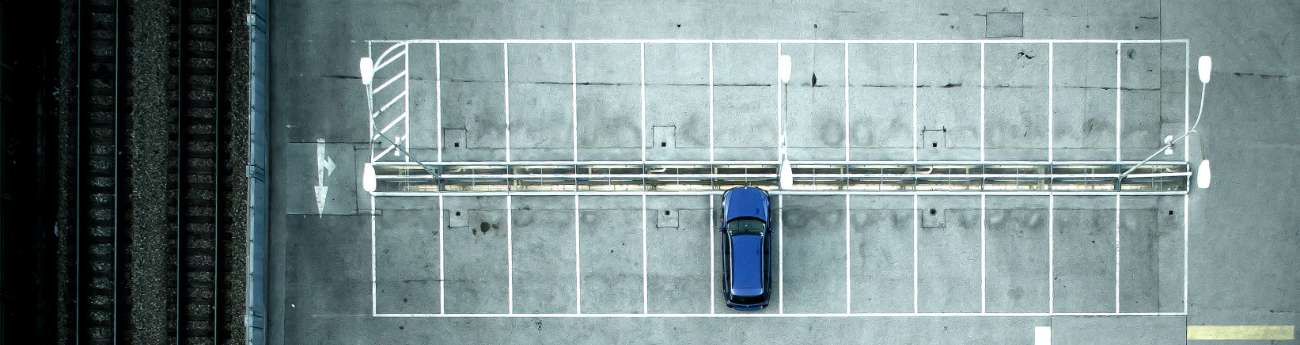 aerial view of a parking lot