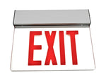 Edge-Lit LED Emergency Exit Sign, Clear with Green or Red Lettering, 120-277V