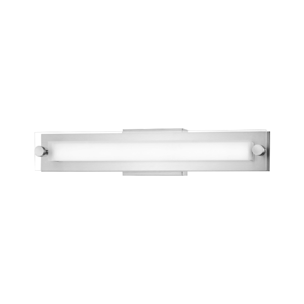 Nickel finished Vanity Light bar on a plain white background