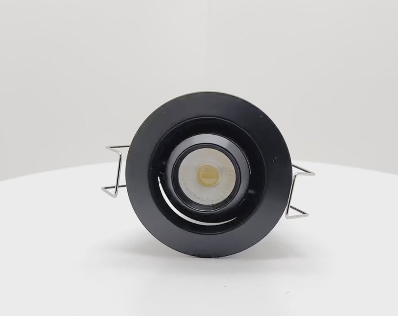 1" LV Round Gimbal Downlight: Mini-Line, 6W, 3000K, 12V, White, Black or Bronze Finish