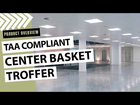 2 x 4 Foot LED Center Basket Troffer, 9360 Lumen Max, Wattage and CCT Selectable, Dimmable, 120-277V, TAA Compliant