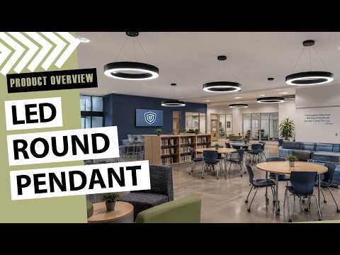 48" LED Round Direct/Indirect Pendant Light, 10,000 Lumen Max, Wattage and CCT Selectable, 120-277V, Black Finish