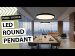 18" LED Round Pendant Light, 4550 Lumen Max, Wattage and CCT Selectable, 120-277V, White or Black Finish