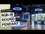 48" LED RGBW Round Pendant Light, 10,000 Lumen Max, 100W, CCT Selectable, 120-277V, White or Black Finish