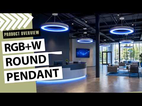 48" LED RGBW Round Pendant Light, 10,000 Lumen Max, 100W, CCT Selectable, 120-277V, White or Black Finish