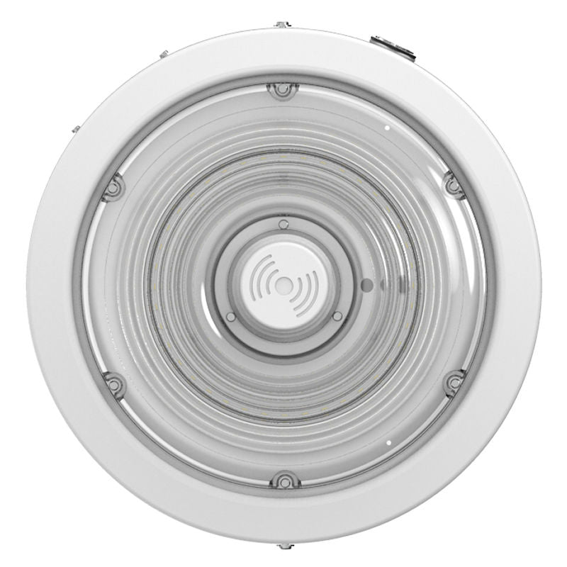 Round LED Garage and Ceiling Light with Sensor and Emergency Backup Battery, 6,750 Lumens, 30W/40W/50W Selectable, 120-277V, CCT Selectable 3000K/4000K/5000K, White Finish