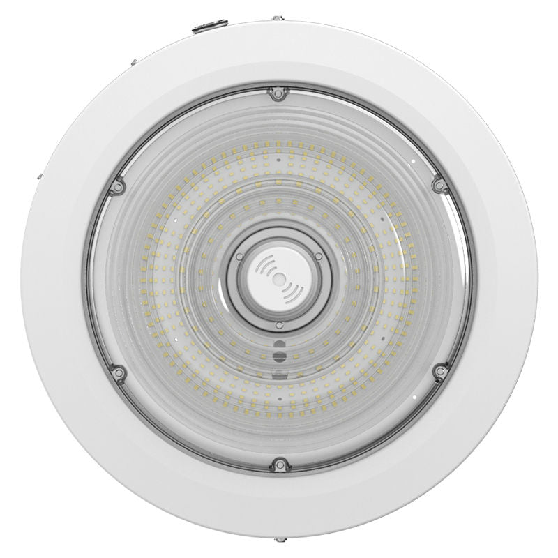 Round LED Garage and Ceiling Light With Sensor and Emergency Backup Battery, 10,800 Lumens, 40W/60W/80W Selectable, 120-277V, CCT Selectable 3000K/4000K/5000K, White Finish