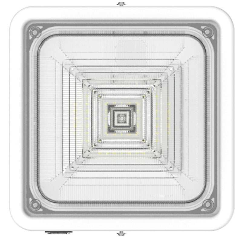Square LED Garage and Ceiling Light, 3,900 Lumens, 10W/20W/30W Selectable, 120-277V, CCT Selectable 3000K/4000K/5000K, White Finish