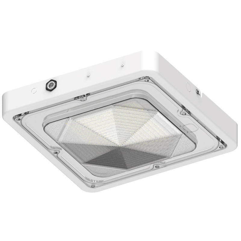 Square LED Garage and Ceiling Light, 10,400 Lumens, 40W/60W/80W Selectable, 120-277V, CCT Selectable 3000K/4000K/5000K, White Finish
