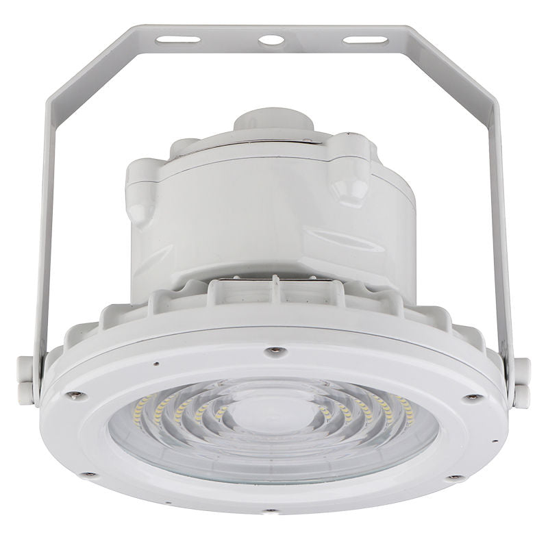 Round Hazardous Location Flood/Highbay Lights, 4380 Lumens, 30W, 5000K, 120-277V, White Finish