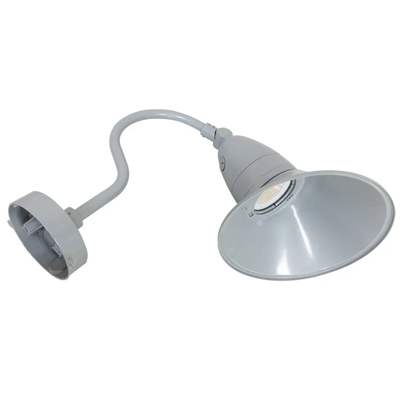 11" LED Gooseneck Barn Light, 5250 Lumen Max, Wattage and CCT Selectable, 120-277V, Integrated Photocell, Black, White, Bronze or Silver Finish