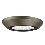 A modern flush-mount LED ceiling light fixture in a matte bronze finish, shown from a direct overhead angle against a solid white background.