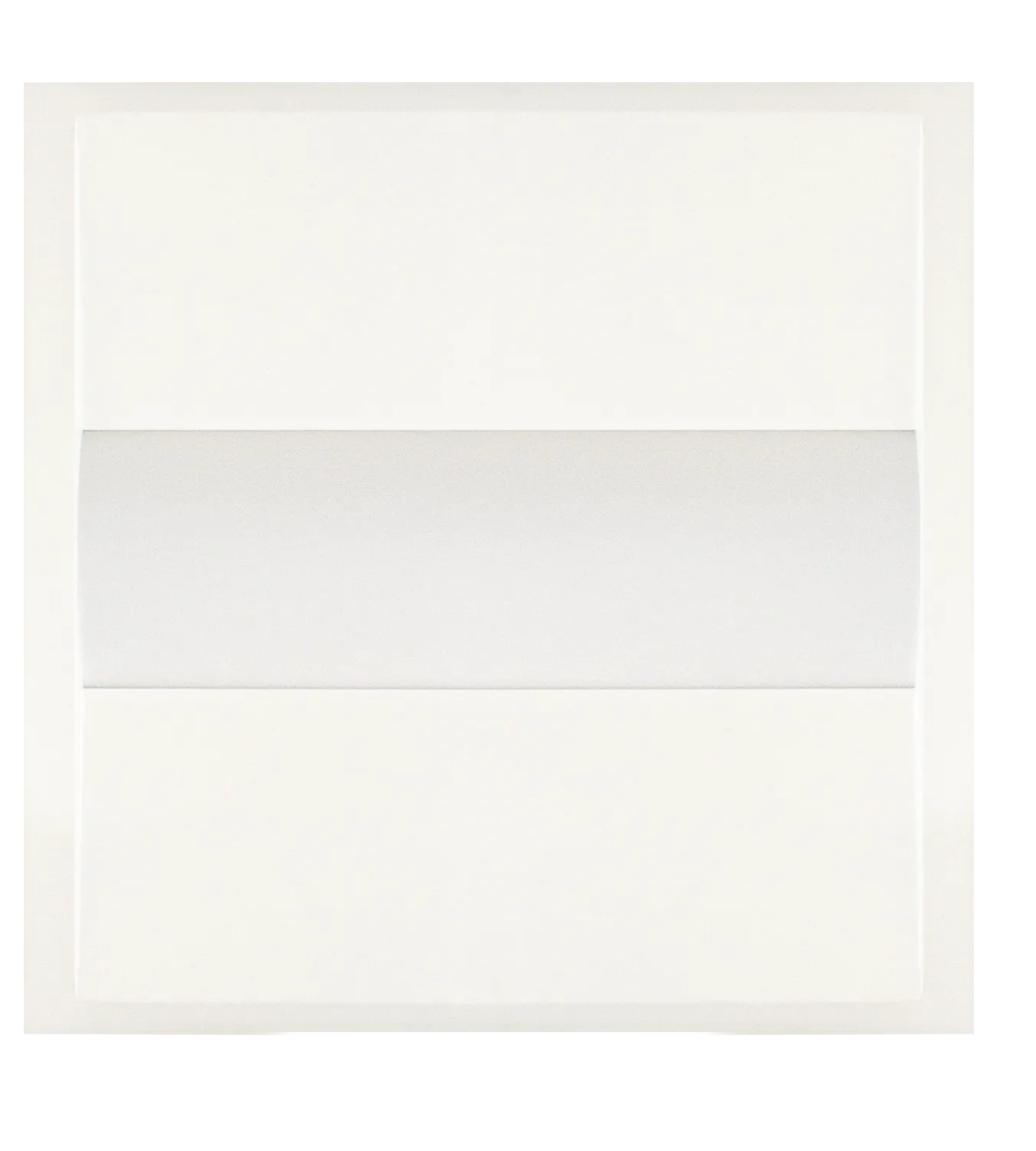 White rectangular envelope with horizontal fold line shown alongside 2 x 2 foot led selectable color temp troffers ac 120-277v