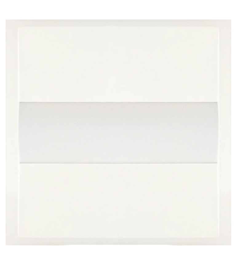 White rectangular envelope with horizontal fold line shown alongside 2 x 2 foot led selectable color temp troffers ac 120-277v