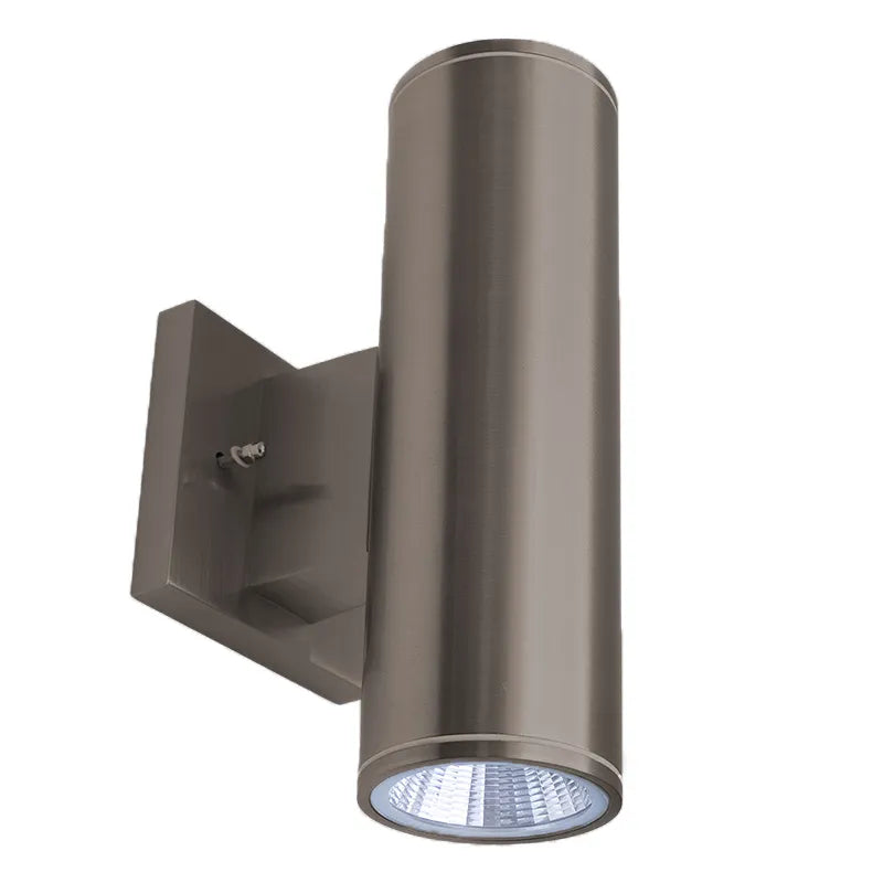 4" LED Outdoor Wall Cylinder Up/Down Light with Photocell, 1600 Lumen Max, Wattage and CCT Selectable, Bronze, Nickel, White, Black, and Antique Bronze Finish