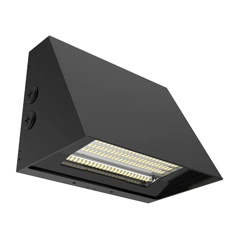 LED Cutoff Wall Pack, 8100 Lumen Max, Wattage and CCT Selectable, Adjustable Throw, Integrated Photocell, 120-277V