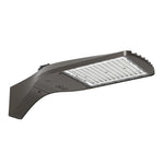 Modern gray led area light with sleek angular design, bright white leds, cct selectable, wattage and beam adjustable