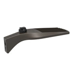 Dark bronze metal mounting bracket with black knob and ribbed surface for cct selectable led area light installation