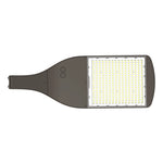 Modern led area light with dark gray housing, bright white led bulbs in grid, cct selectable, 51,000 lumen max