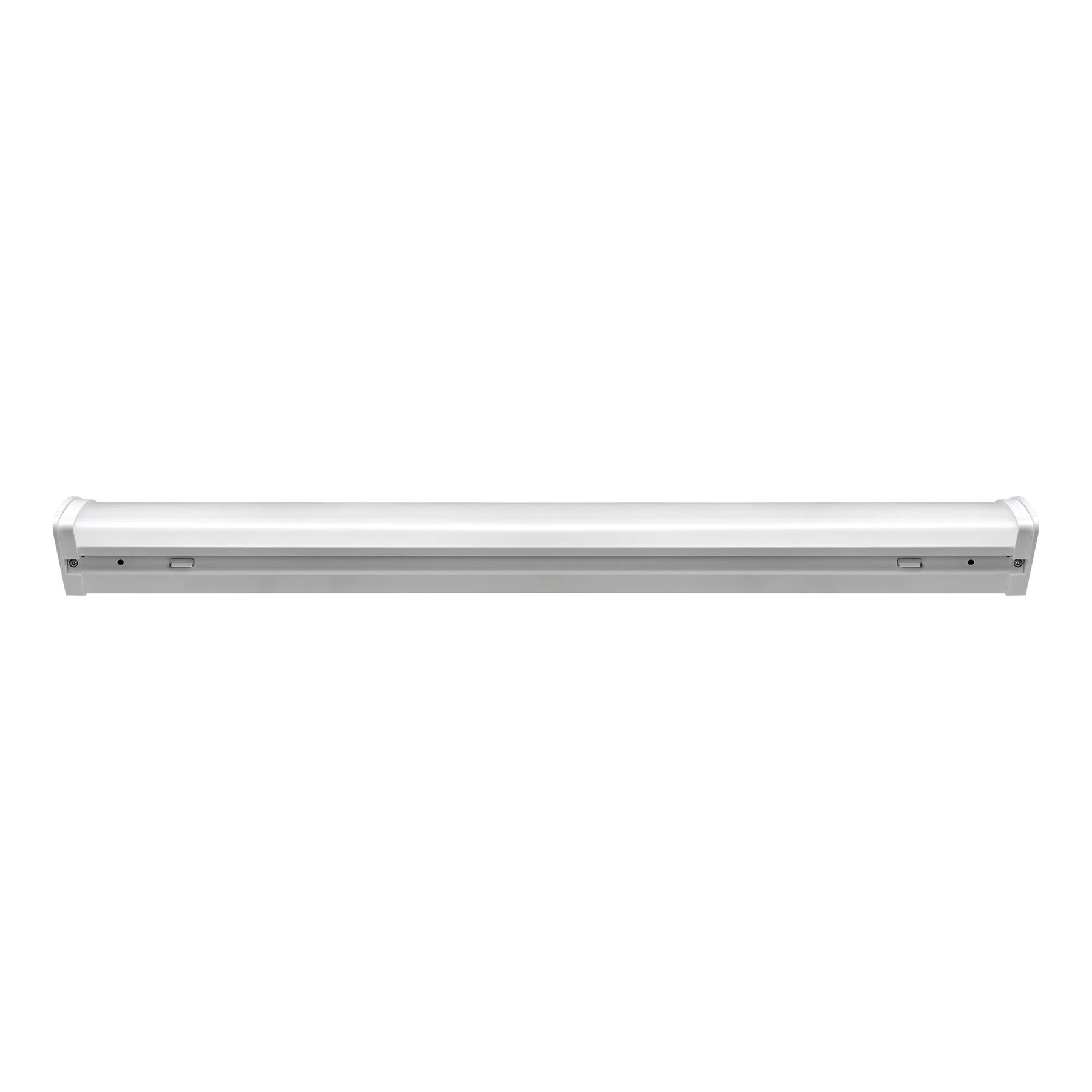A long, slim white linear light fixture shown horizontally against a plain white background.