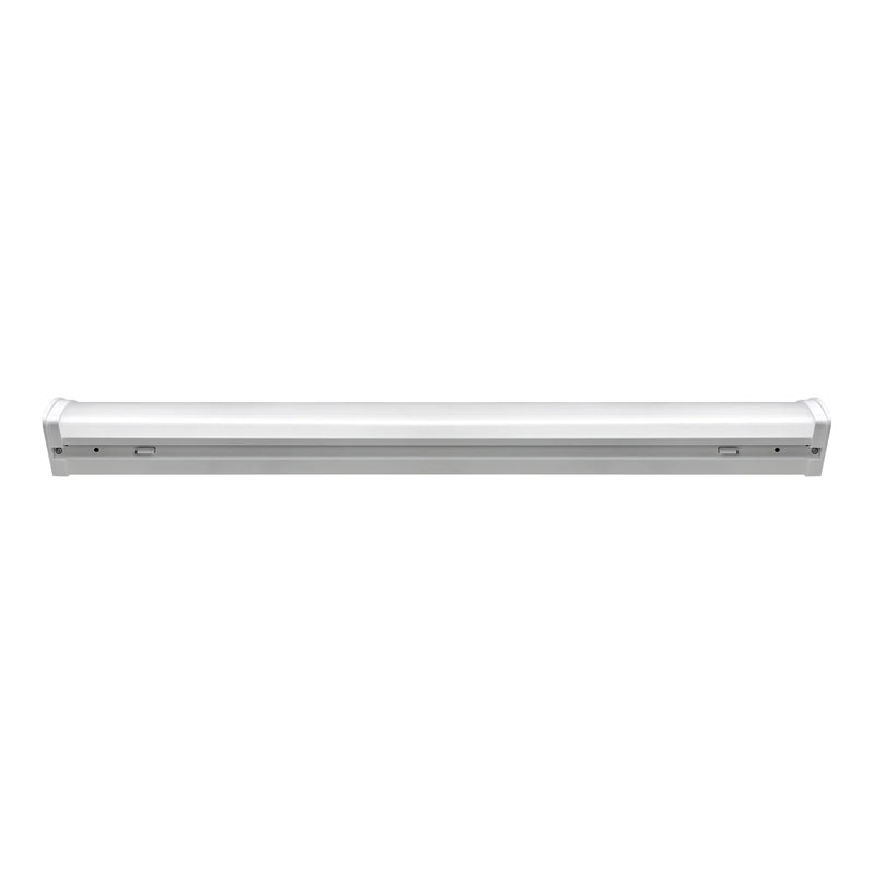 A long, slim white linear light fixture shown horizontally against a plain white background.