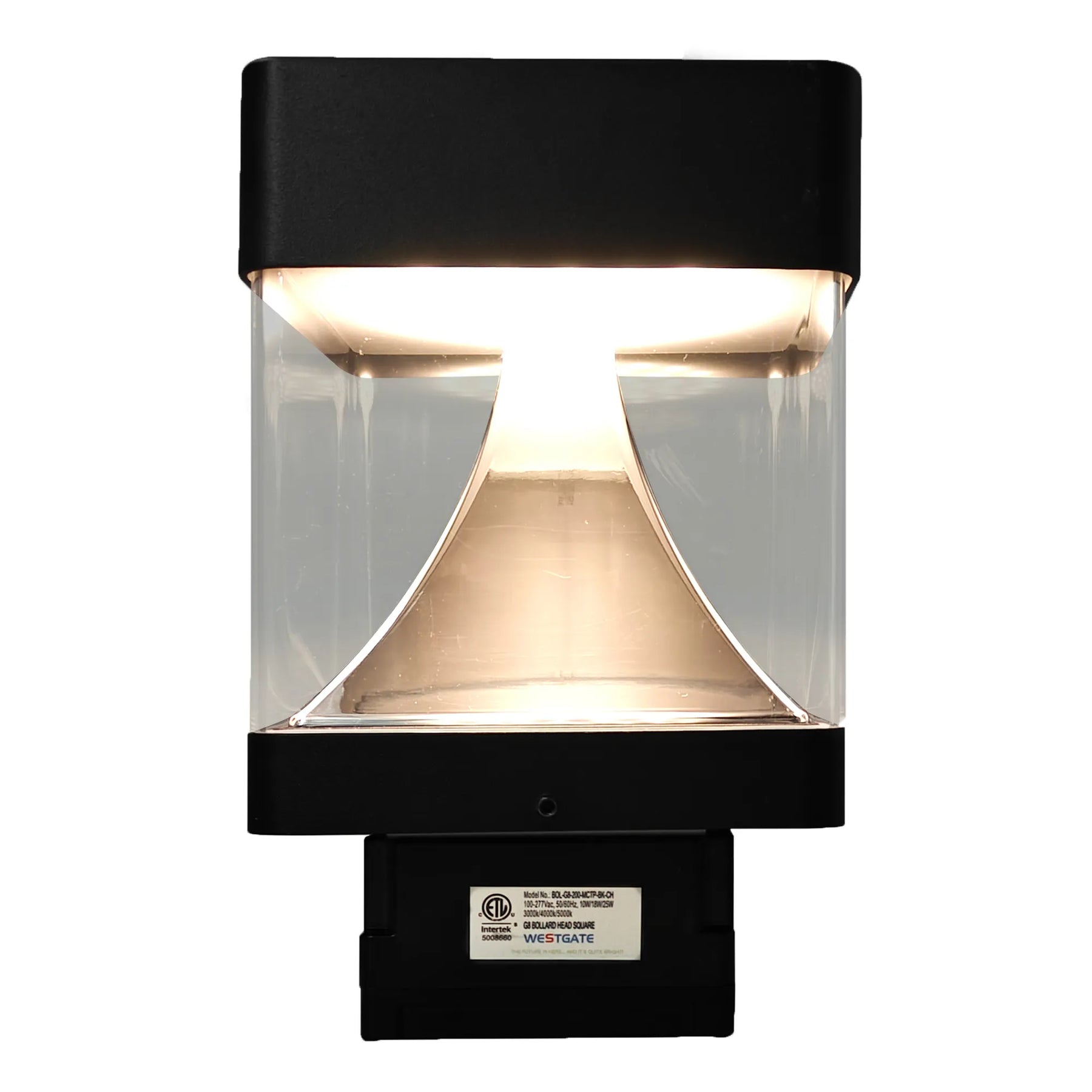 6" LED Modular Bollard System with Cone Reflector, 2000 Lumen Max, Wattage and CCT Selectable, 120-277V, Black or Bronze Finish