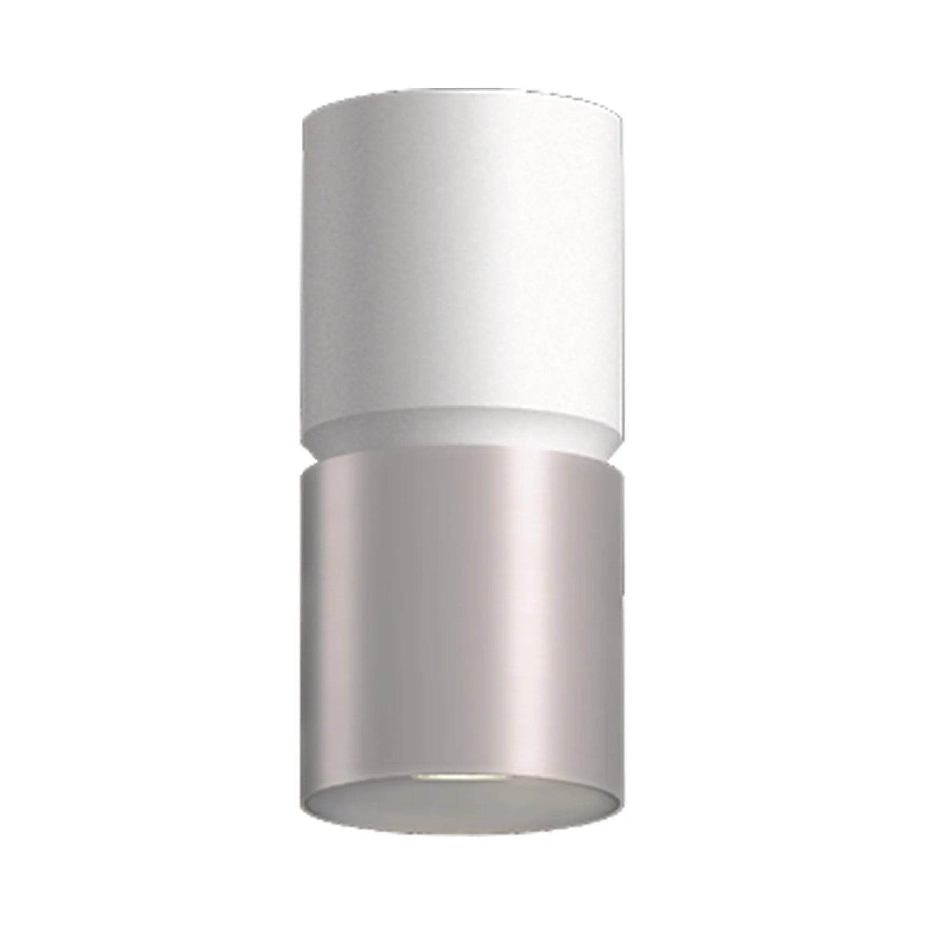 White with brushed nickel finish cylinder light on a white background