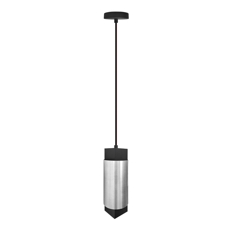 Modern black and brushed stainless steel architectural cylinder pendant light with selectable wattage and cct from milan-1 series