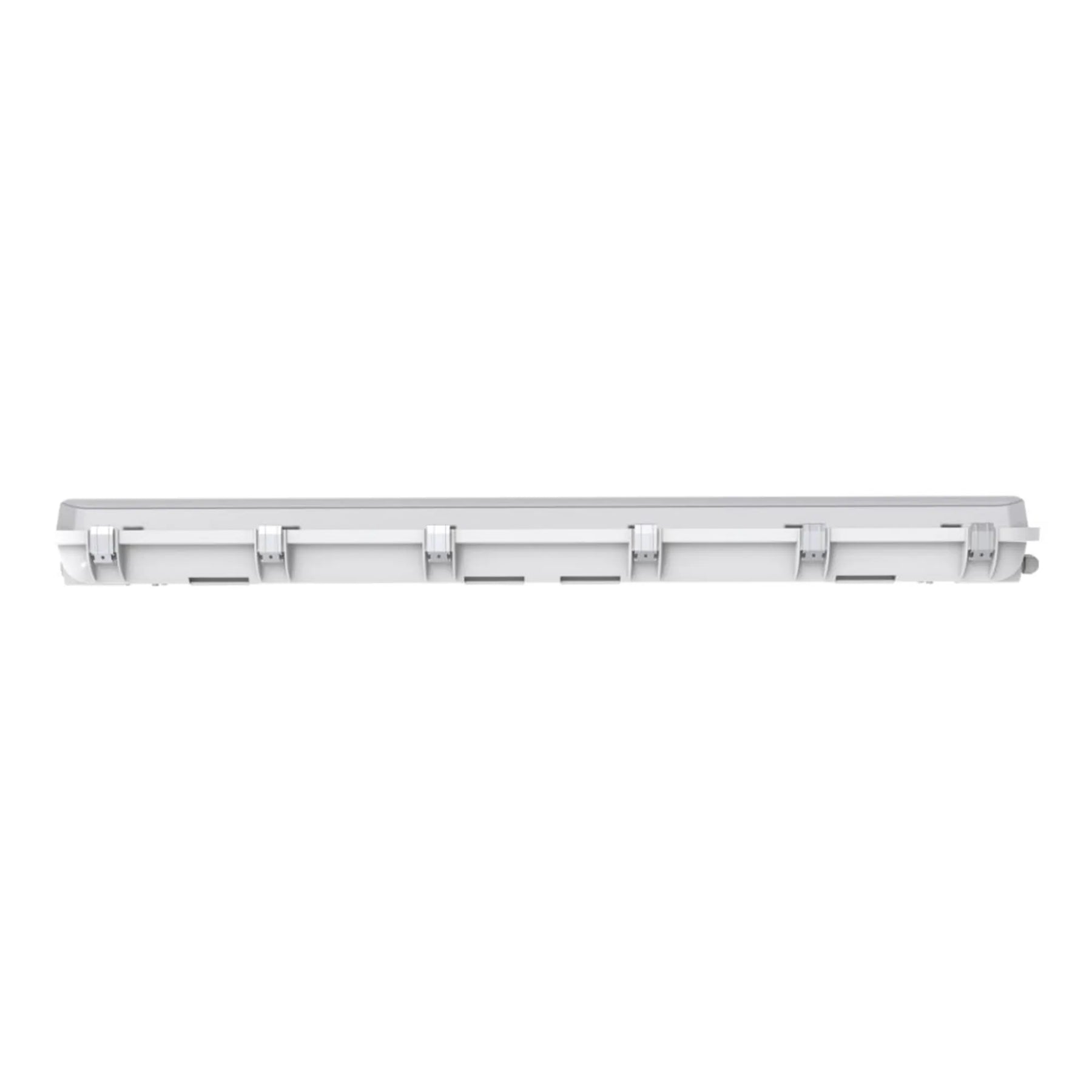 White sleek 4ft fiberglass vapor tight led light fixture with segmented housing wattage and cct selectable