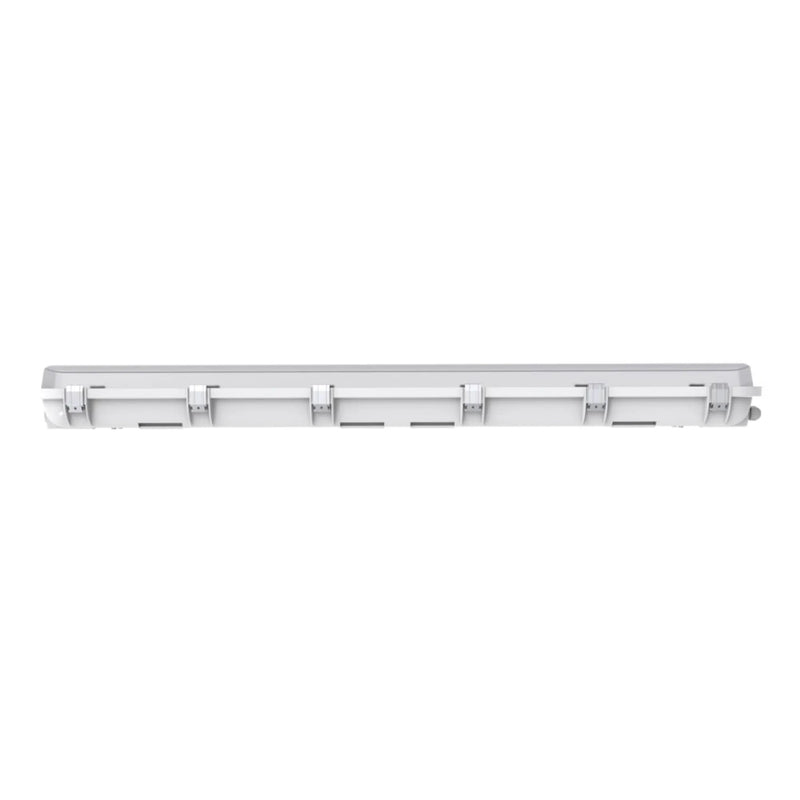 White sleek 4ft fiberglass vapor tight led light fixture with segmented housing wattage and cct selectable