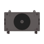 A bronze rectangular mounting plate with a large black circular insert in the center, shown against a plain white background.