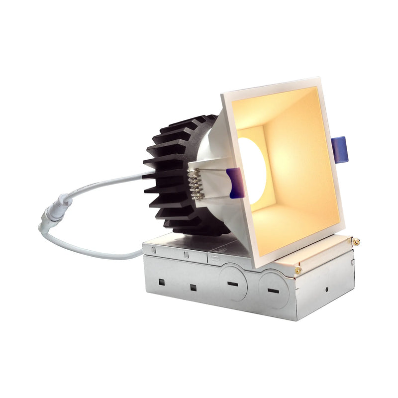 3" LED Square Recessed Light, 1476 Lumen Max, Wattage and CCT Selectable, 120V, White or Black