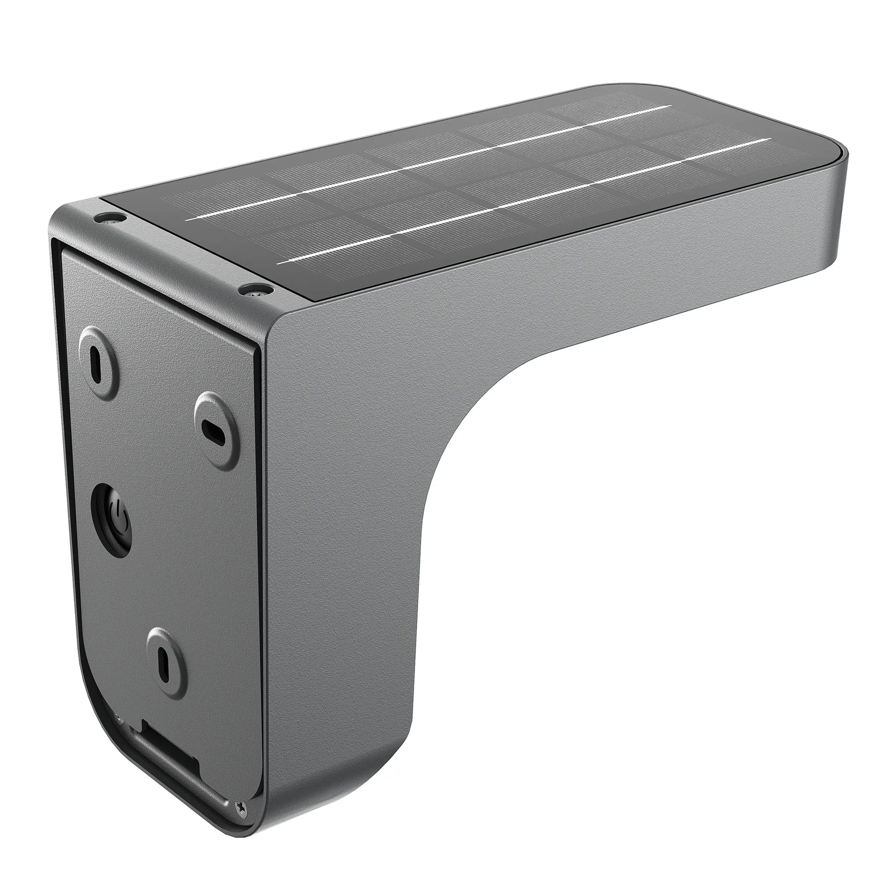 Gray metallic edgeray solar wall light with sleek angular design 385 lumens 2.3W 4000K and integrated mounting brackets