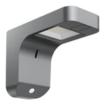 Modern matte gray edgeray solar wall light with sleek curved design and integrated motion sensor 385 lumens 4000k