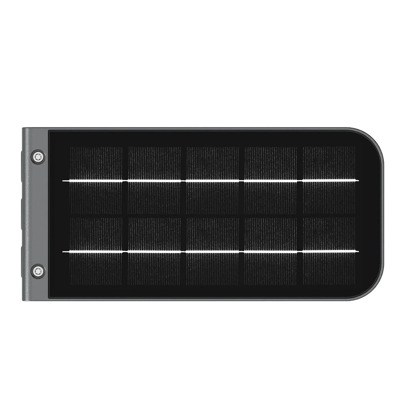 Black rectangular edgeRay solar wall light with matte finish solar panel and silver metallic frame 385 lumens 2.3W 4000K