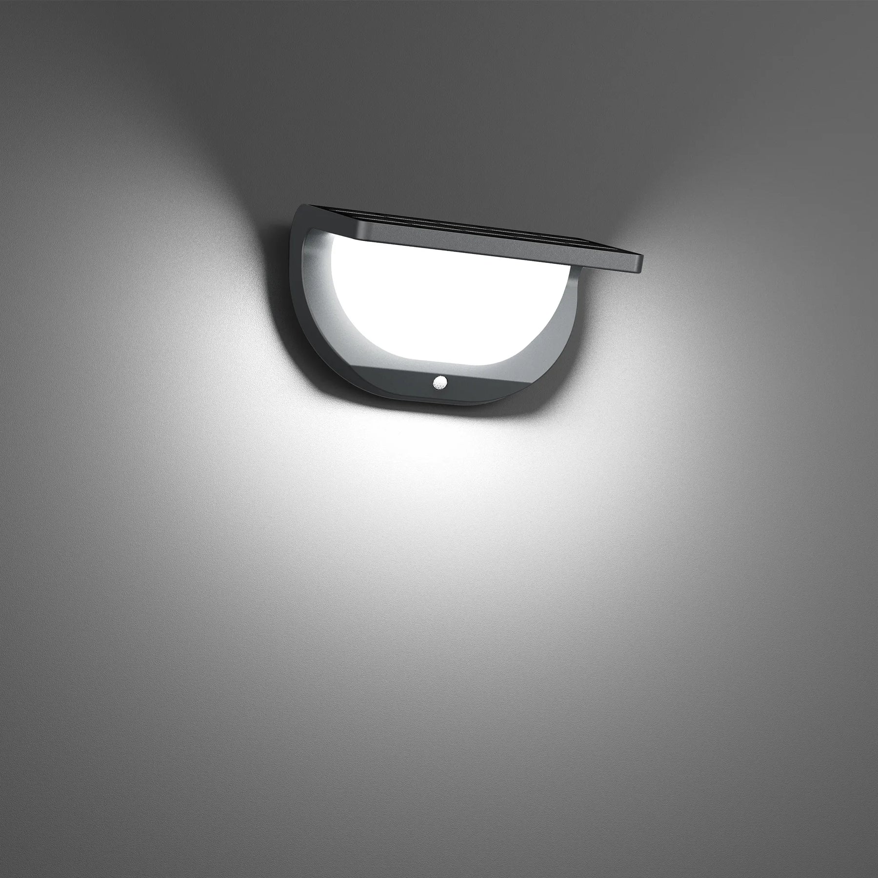Modern black wallray solar wall sconce with sleek curved design and integrated led light 380 lumens 3w 4000k