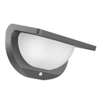 Modern gray wallray solar wall light fixture with curved design frosted glass diffuser 380 lumens 3w 4000k
