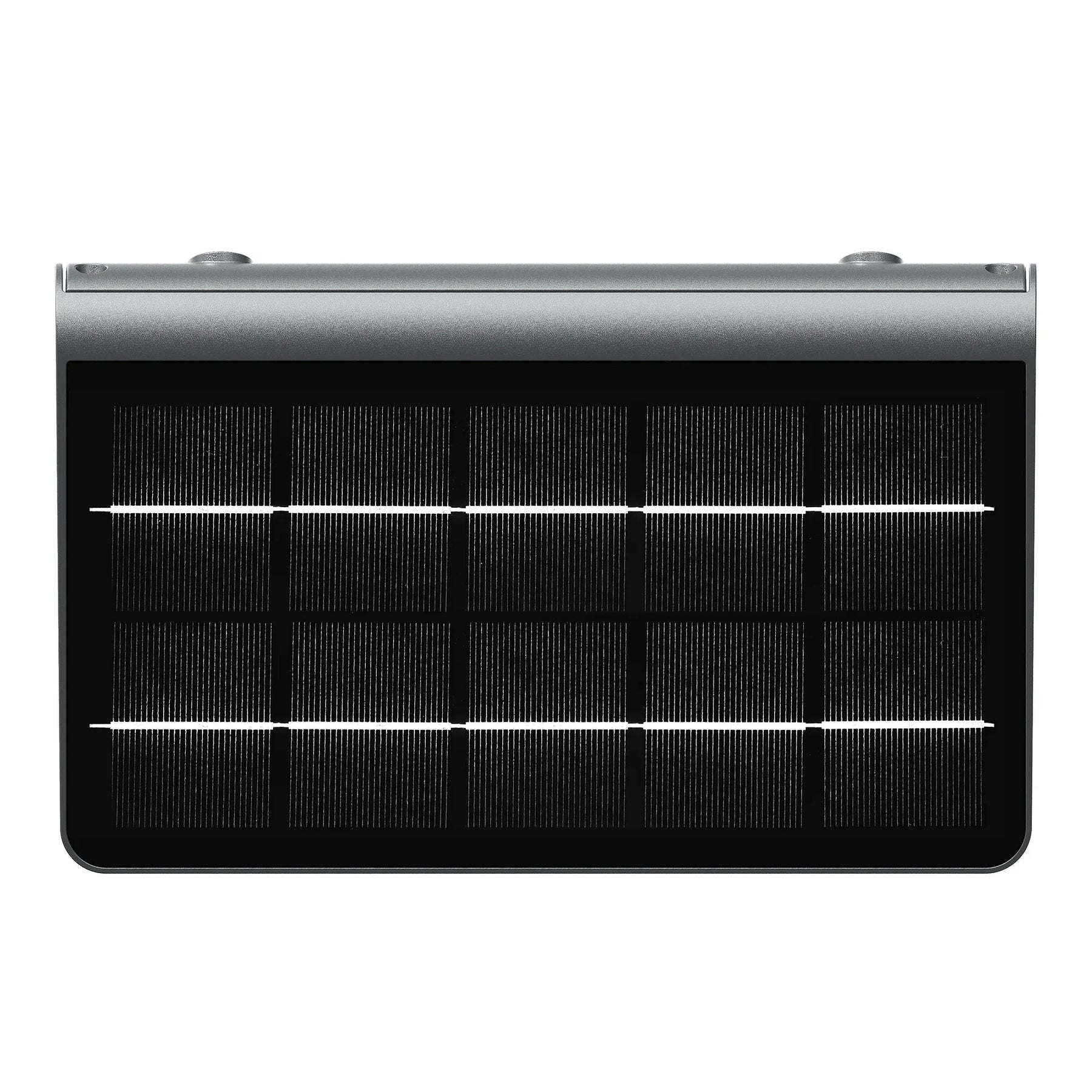 Silver-framed wallray solar wall panel with 12 black rectangular cells for 380 lumens 3w 4000k luminaire lighting