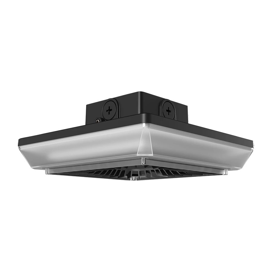 LED Square Canopy Light, 7510 Lumen Max, Wattage and CCT Selectable, 120-277V or 480V, Integrated Photocell, Bronze or White Finish