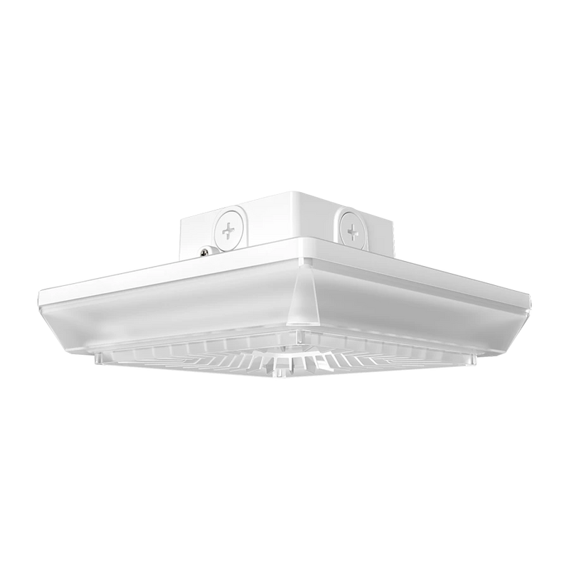 LED Square Canopy Light, 7510 Lumen Max, Wattage and CCT Selectable, 120-277V or 480V, Integrated Photocell, Bronze or White Finish