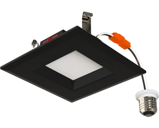 4" Square Retrofit Downlight, 6W, 600 Lumens, CCT Selectable, 120V, Black Finish