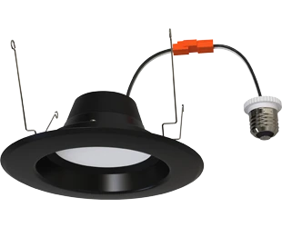 6" Retrofit Downlight, 1300 Lumen Max, Wattage and CCT Selectable, 120V, Black Finish